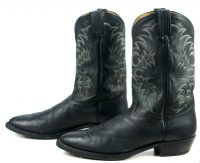 Tony Lama Black Leather Cowboy Western Boots USA Handcrafted Men