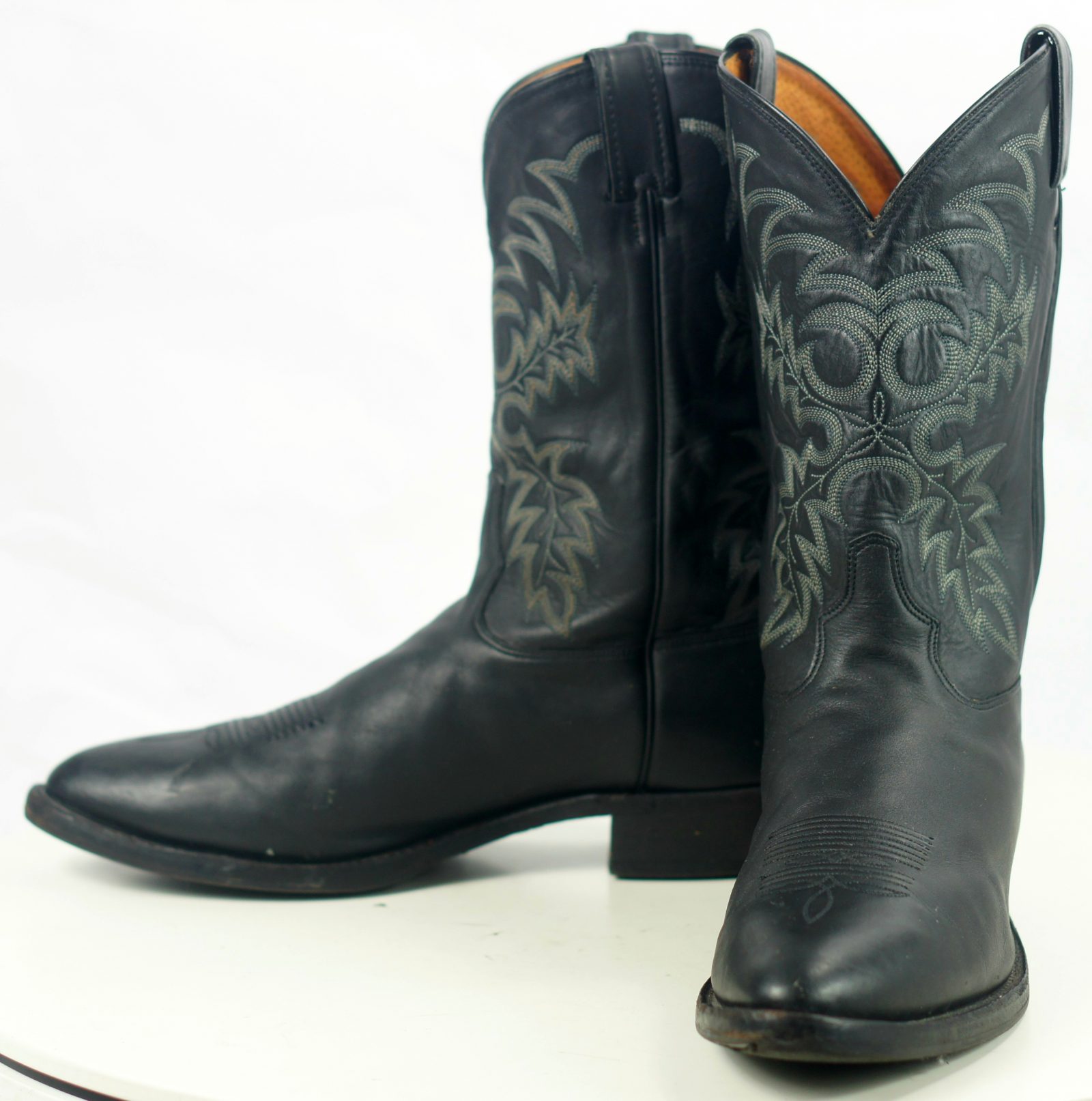 Tony Lama Black Leather Cowboy Western Boots USA Handcrafted Men