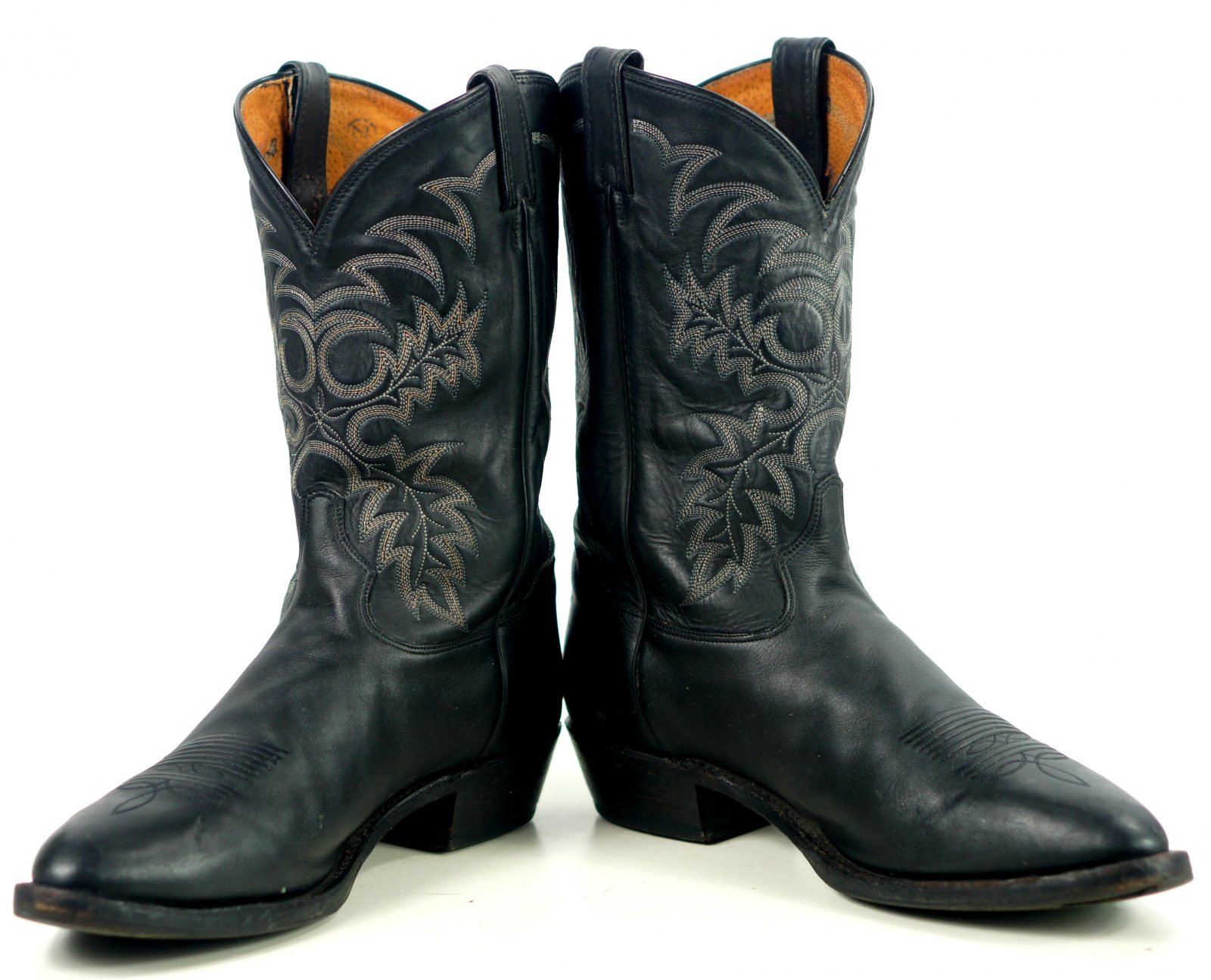 Tony Lama Black Leather Cowboy Western Boots USA Handcrafted Men