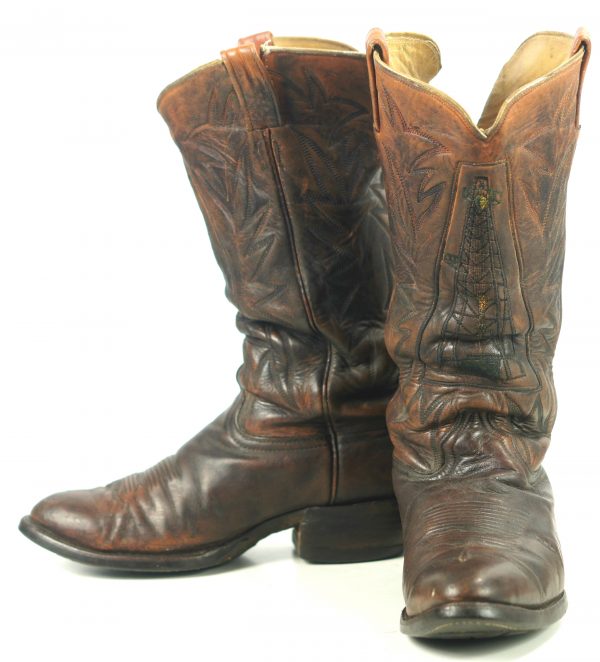 Vintage Custom Cowboy Western Boots Oil Wells Norman Oklahoma B&B Boots Mens (14)