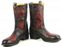 Vintage Steel Toe Black Cherry Cowboy Western Work Boots Oil Resistant Men