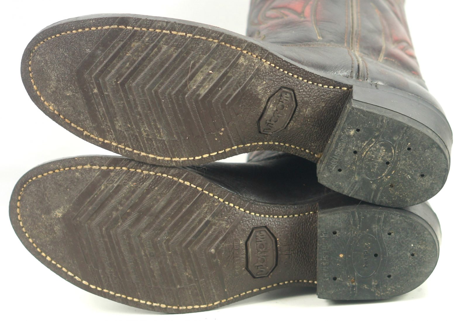 Vintage Steel Toe Black Cherry Cowboy Western Work Boots Oil Resistant Men