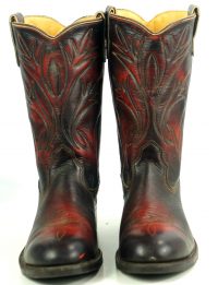 Vintage Steel Toe Black Cherry Cowboy Western Work Boots Oil Resistant Men