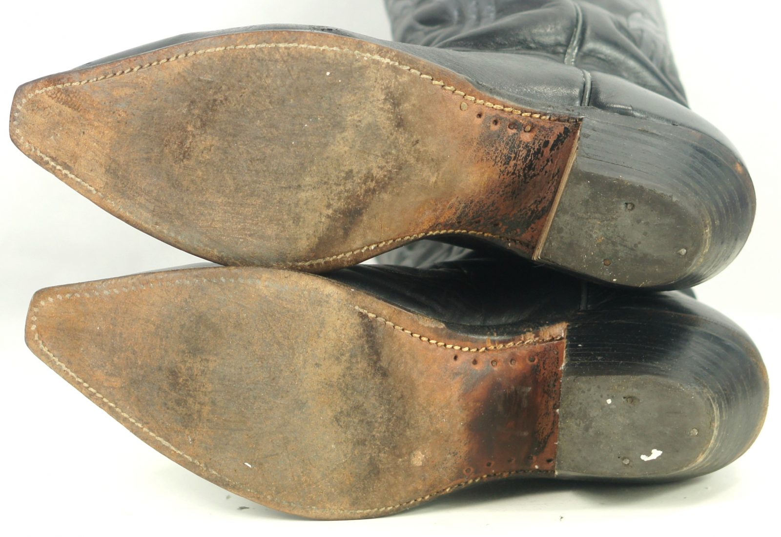 Boulet Black Leather Cowboy Western Boots American Eagles Stars Men