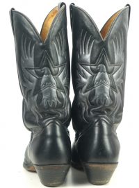 Boulet Black Leather Cowboy Western Boots American Eagles Stars Men