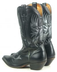 Boulet Black Leather Cowboy Western Boots American Eagles Stars Men