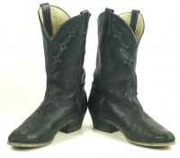 Abilene Black Elkskin Soft Cowboy Western Boots Vintage US Made Men