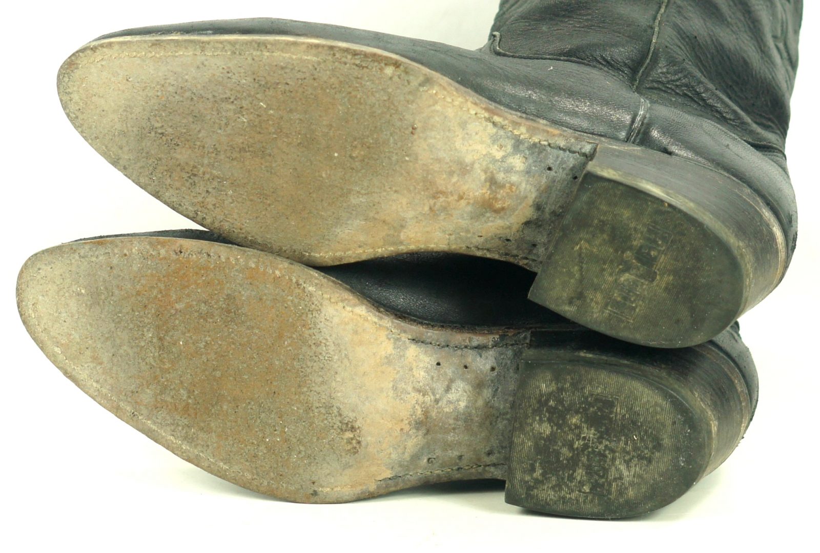 Abilene Black Elkskin Soft Cowboy Western Boots Vintage US Made Men