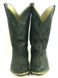 Abilene Black Elkskin Soft Cowboy Western Boots Vintage US Made Men