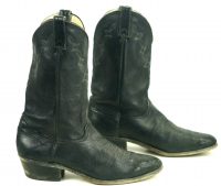 Abilene Black Elkskin Soft Cowboy Western Boots Vintage US Made Men