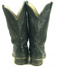 Abilene Black Elkskin Soft Cowboy Western Boots Vintage US Made Men