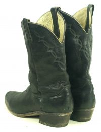 Abilene Black Elkskin Soft Cowboy Western Boots Vintage US Made Men