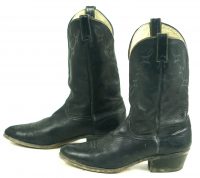 Abilene Black Elkskin Soft Cowboy Western Boots Vintage US Made Men