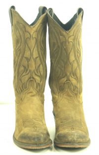 Abilene Distressed Brown Suede Cowboy Boho Boots Vintage US Made Women