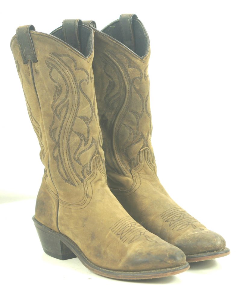 Abilene Distressed Brown Suede Cowboy Boho Boots Vintage US Made Women