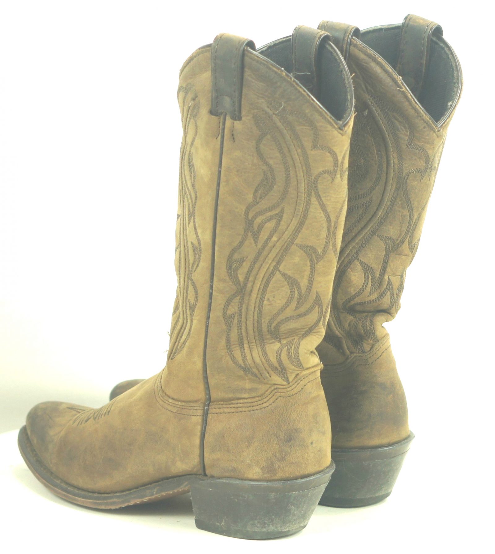 Abilene Distressed Brown Suede Cowboy Boho Boots Vintage US Made Women