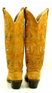 Acme 16-Inch Golden Roughout Suede Inlay Cowboy Boots Vintage US Made Womens (1)