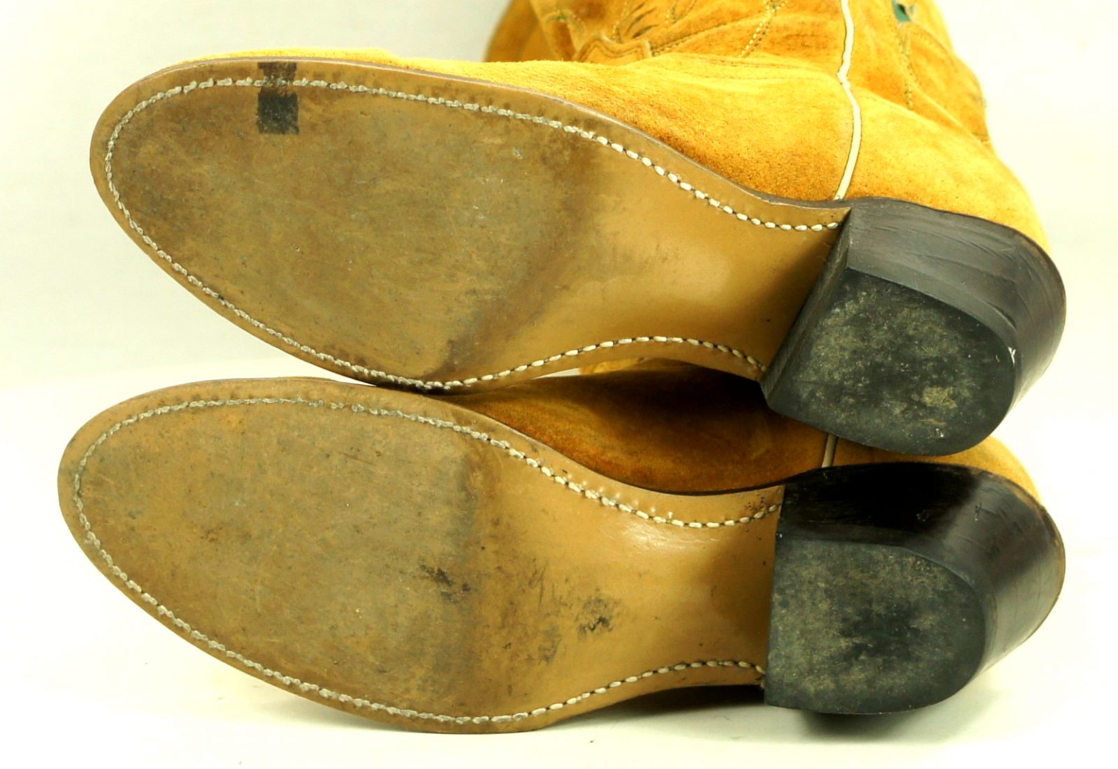 Acme 16-Inch Golden Roughout Suede Inlay Cowboy Boots Vintage US Made Womens (5)