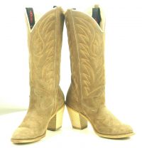 Acme Dingo Brown Roughout Suede Cowboy Boots Hi Heel Vintage US Made Women