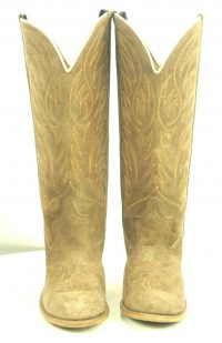 Acme Dingo Brown Roughout Suede Cowboy Boots Hi Heel Vintage US Made Women