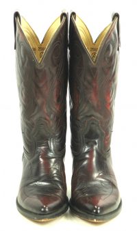 Acme Glossy Black Cherry Cowboy Boots Vintage USA Made Pointy Toe Men