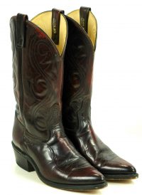 Acme Glossy Black Cherry Cowboy Boots Vintage USA Made Pointy Toe Men