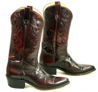 Acme Glossy Black Cherry Cowboy Boots Vintage USA Made Pointy Toe Men