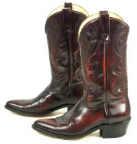 Acme Glossy Black Cherry Cowboy Boots Vintage USA Made Pointy Toe Men