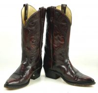 Acme Glossy Black Cherry Cowboy Boots Vintage USA Made Pointy Toe Men