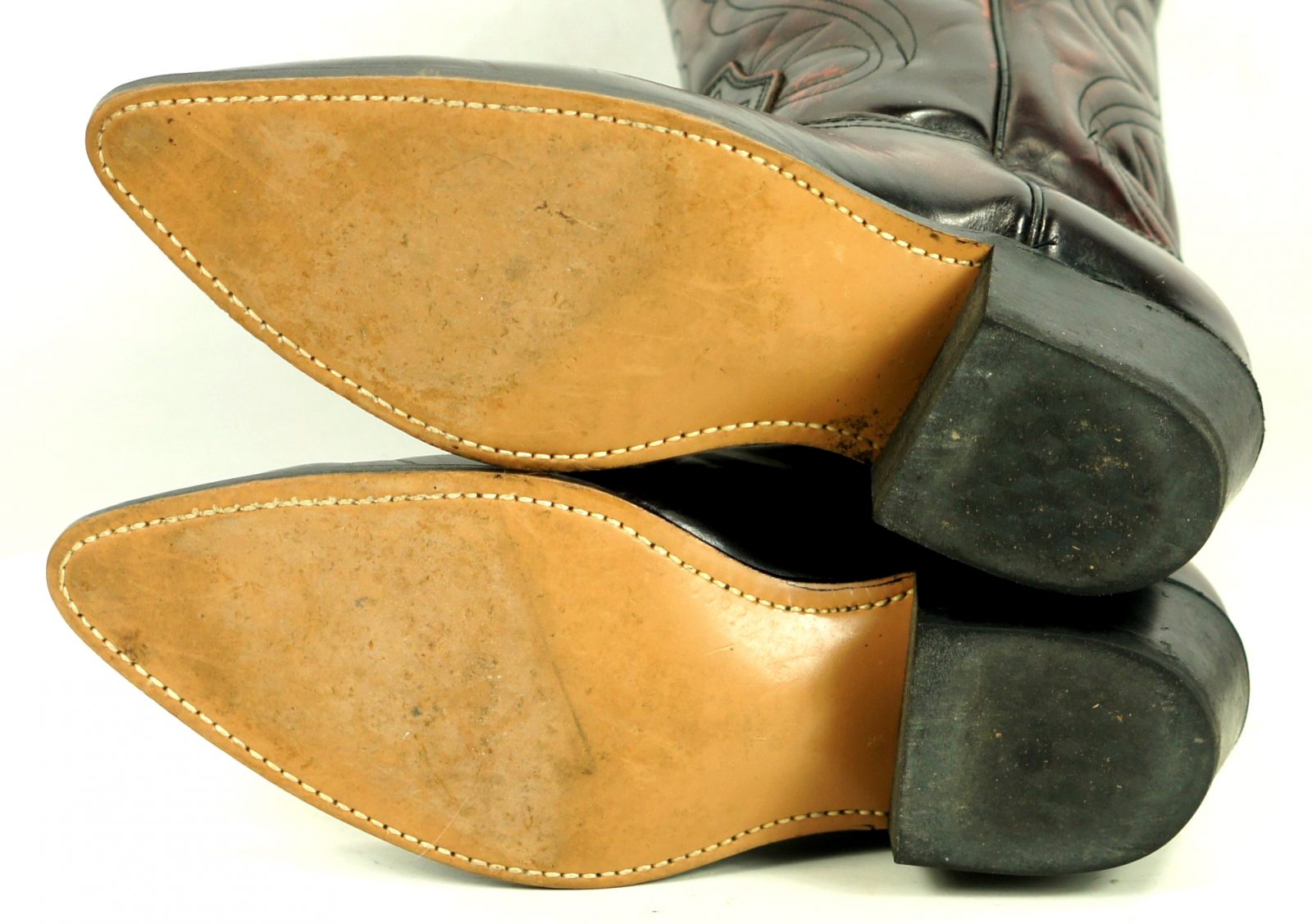 Acme Glossy Black Cherry Cowboy Boots Vintage USA Made Pointy Toe Men