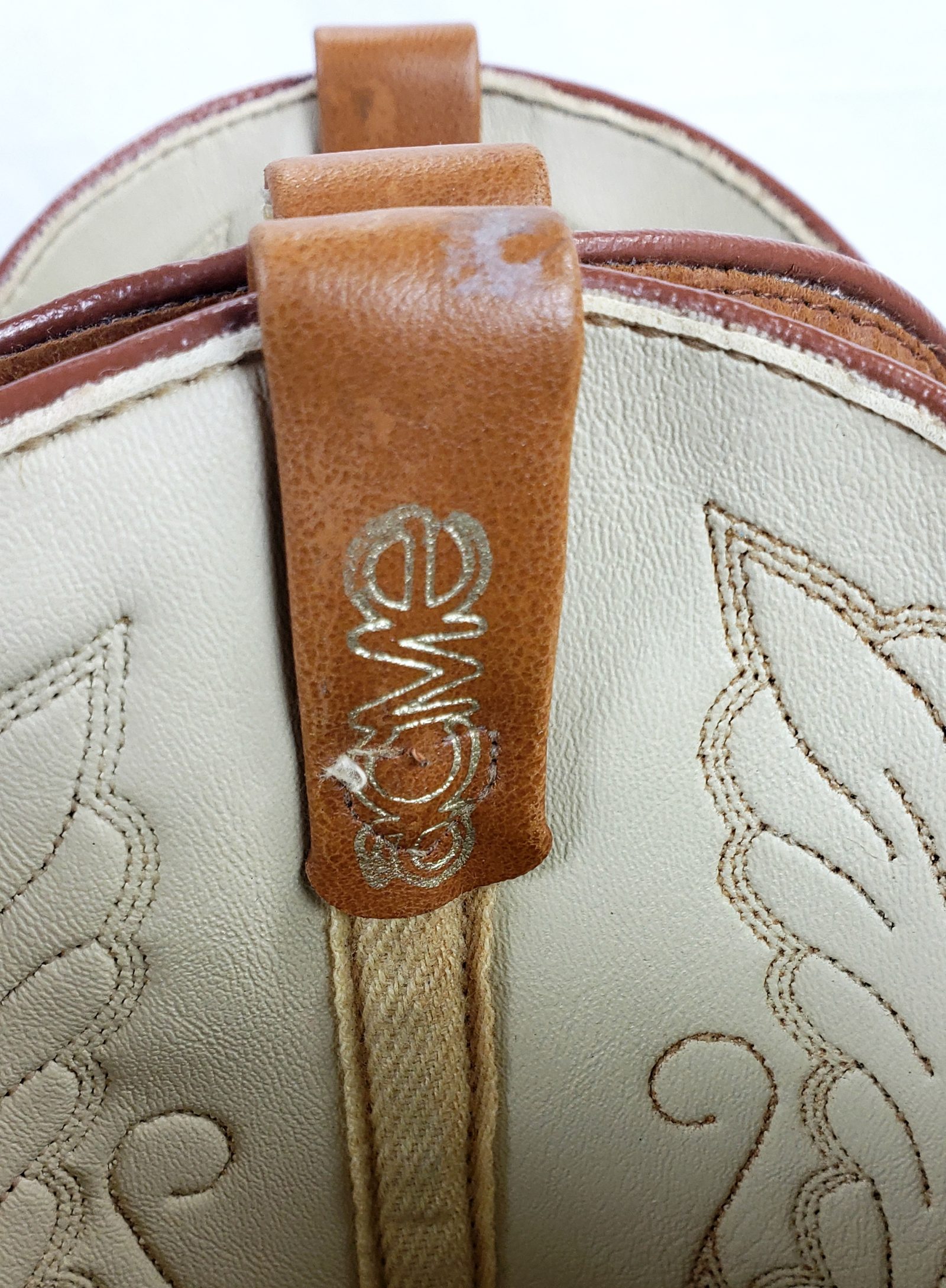 Acme Marbled Caramel Leather Tall Cowboy Boots Floral Vintage US Made Women