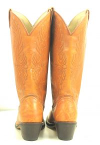 Acme Marbled Caramel Leather Tall Cowboy Boots Floral Vintage US Made Women