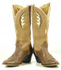 Acme Two-Tone Brown Leather Cowboy Boots Inlay Wings Vintage US Made Women (6)