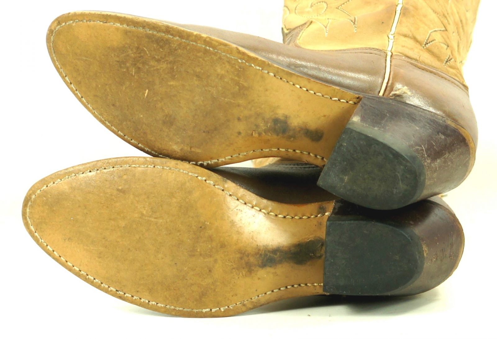 Acme Two-Tone Brown Leather Cowboy Boots Inlay Wings Vintage US Made Women (7)