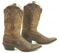 Ariat Distressed Brown Leather Cowboy Western Boots Wild Stitch Women