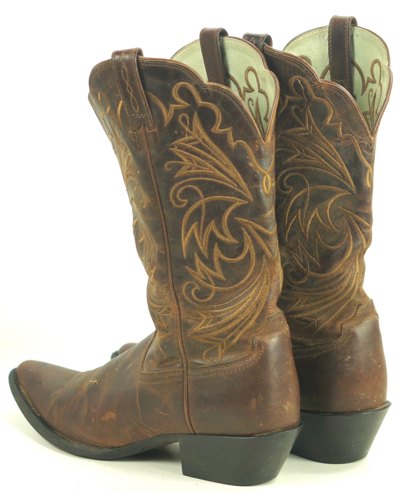 Ariat Distressed Brown Leather Cowboy Western Boots Wild Stitch Women
