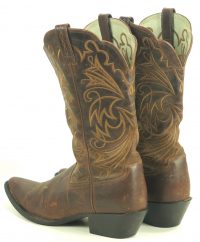 Ariat Distressed Brown Leather Cowboy Western Boots Wild Stitch Women