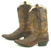 Ariat Distressed Brown Leather Cowboy Western Boots Wild Stitch Women