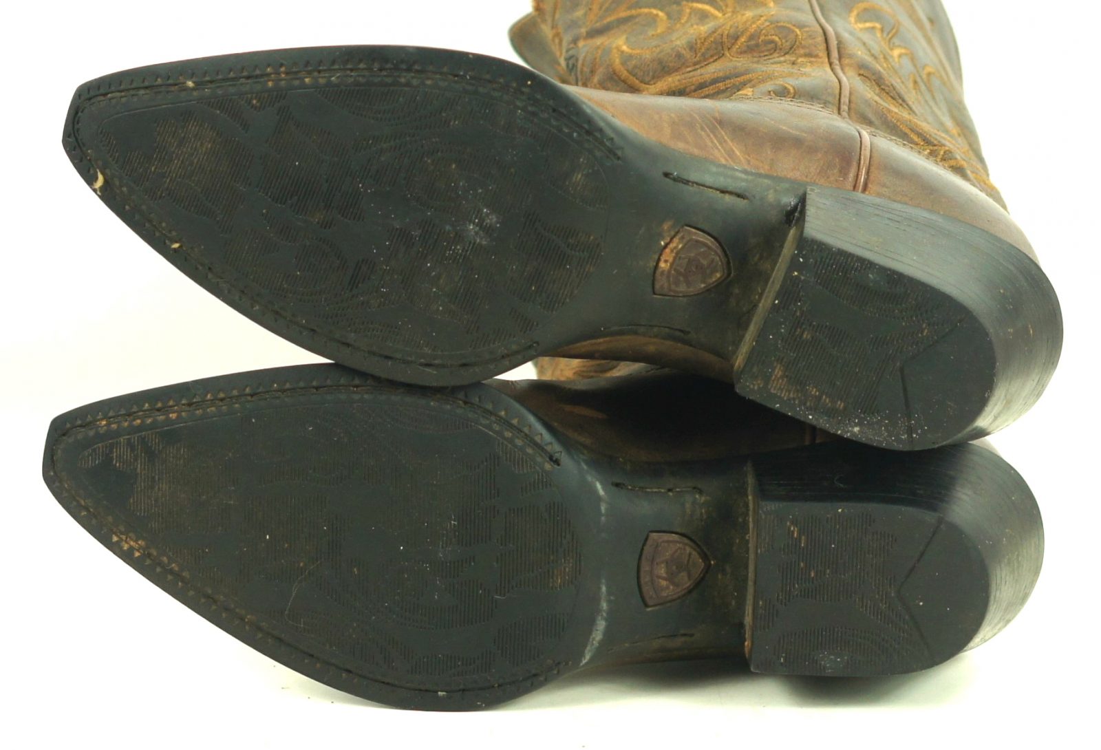 Ariat Distressed Brown Leather Cowboy Western Boots Wild Stitch Women