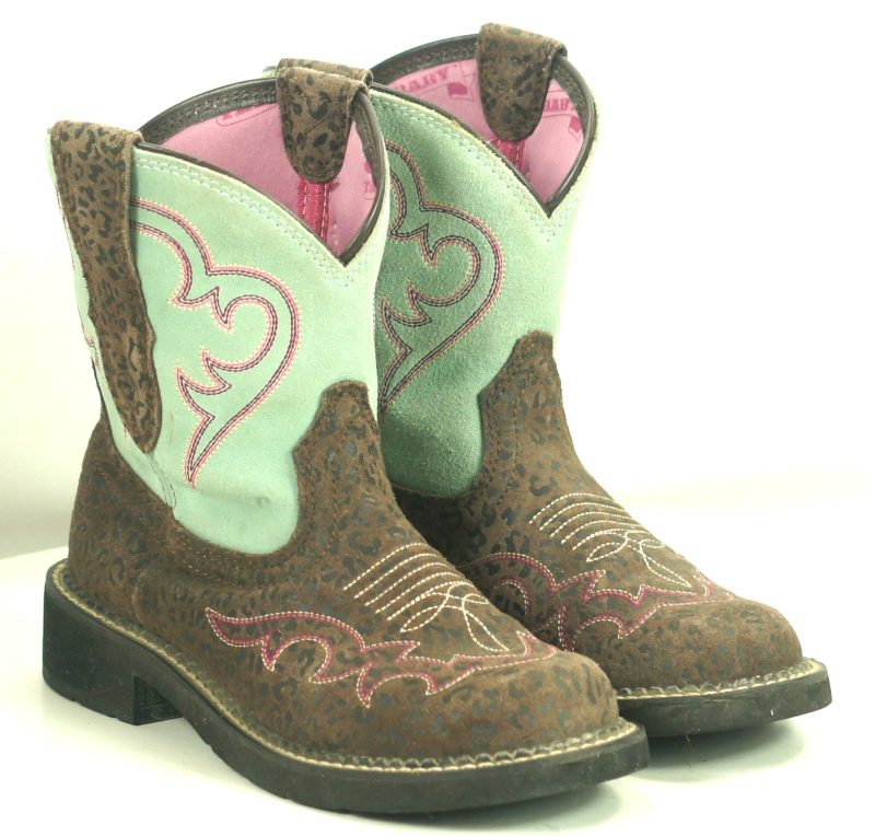 Ariat Fatbaby Harmony Mint Leopard Cowboy Riding Boots Discontinued Women