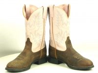 Ariat Pale Pink Brown Leather Cowboy Western Cowgirl Boots 10001603 Women