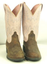 Ariat Pale Pink Brown Leather Cowboy Western Cowgirl Boots 10001603 Women