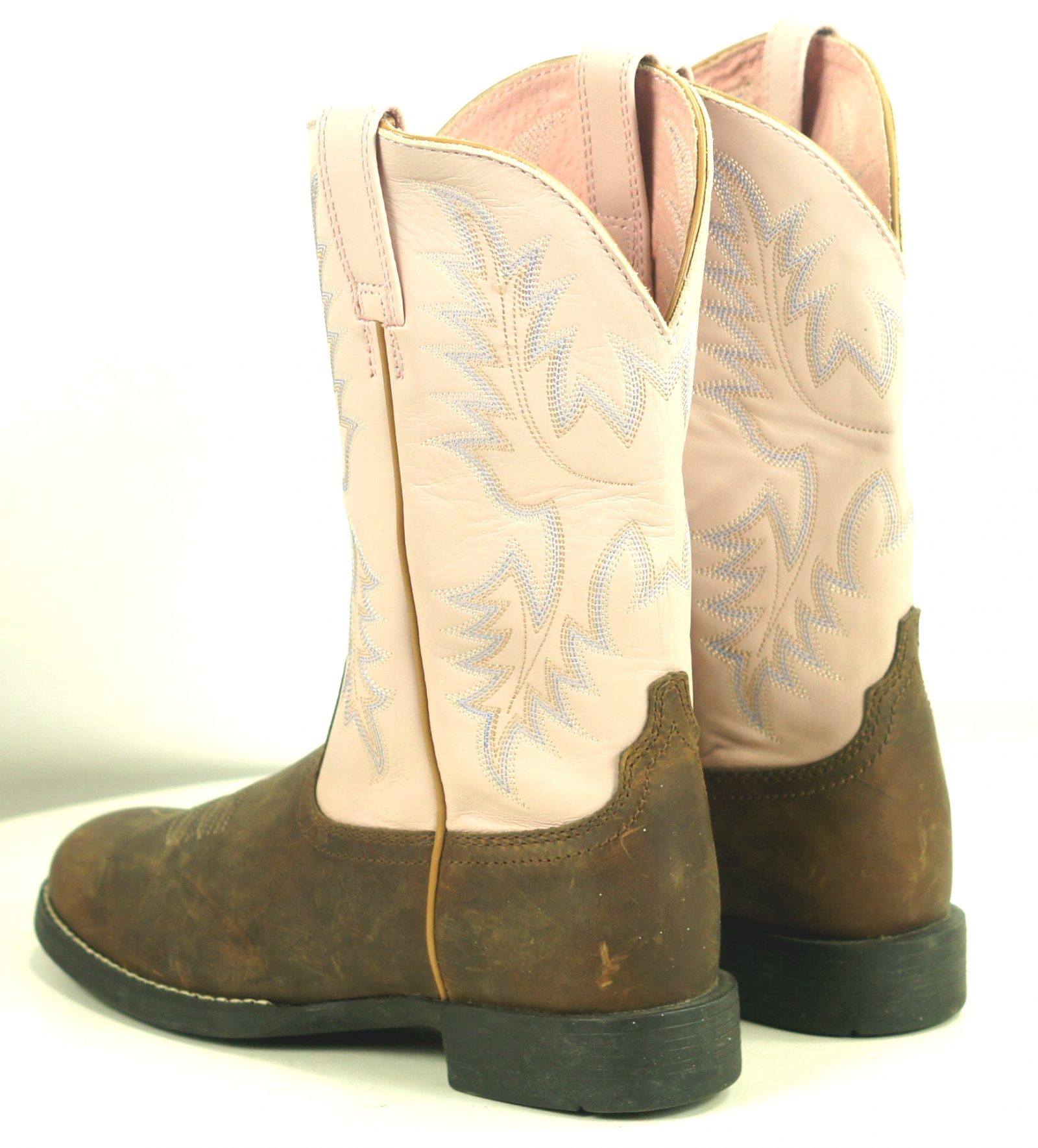 Ariat Pale Pink Brown Leather Cowboy Western Cowgirl Boots 10001603 Women