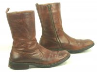 Born Brown Leather Short Biker Boots Square Toe Flat Top Zippers Men