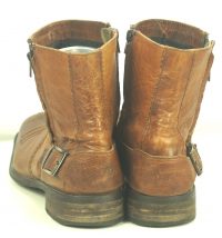 Bronx Brown Leather Biker Ankle Boots Double Zipper Buckling Strap Mens (4)