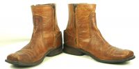 Bronx Brown Leather Biker Ankle Boots Double Zipper Buckling Strap Mens (7)