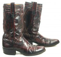 Dan Post Black Cherry Stovepipe Cowboy Boots Raised X Piping Spain Men