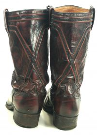 Dan Post Black Cherry Stovepipe Cowboy Boots Raised X Piping Spain Men
