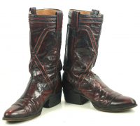 Dan Post Black Cherry Stovepipe Cowboy Boots Raised X Piping Spain Men