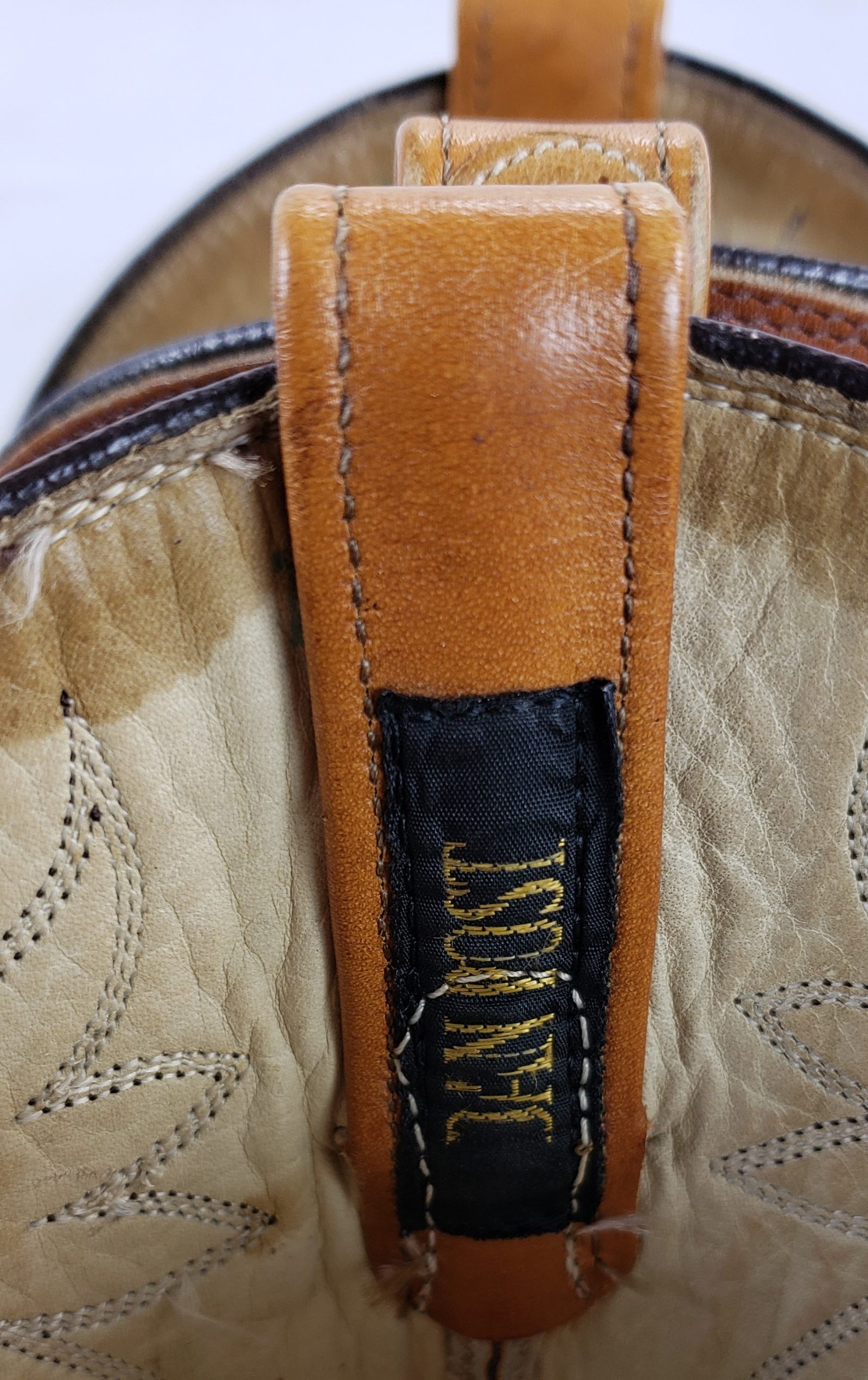 Dan Post Brown And Bone Leather Cowboy Boots Vintage 80s US Made Women